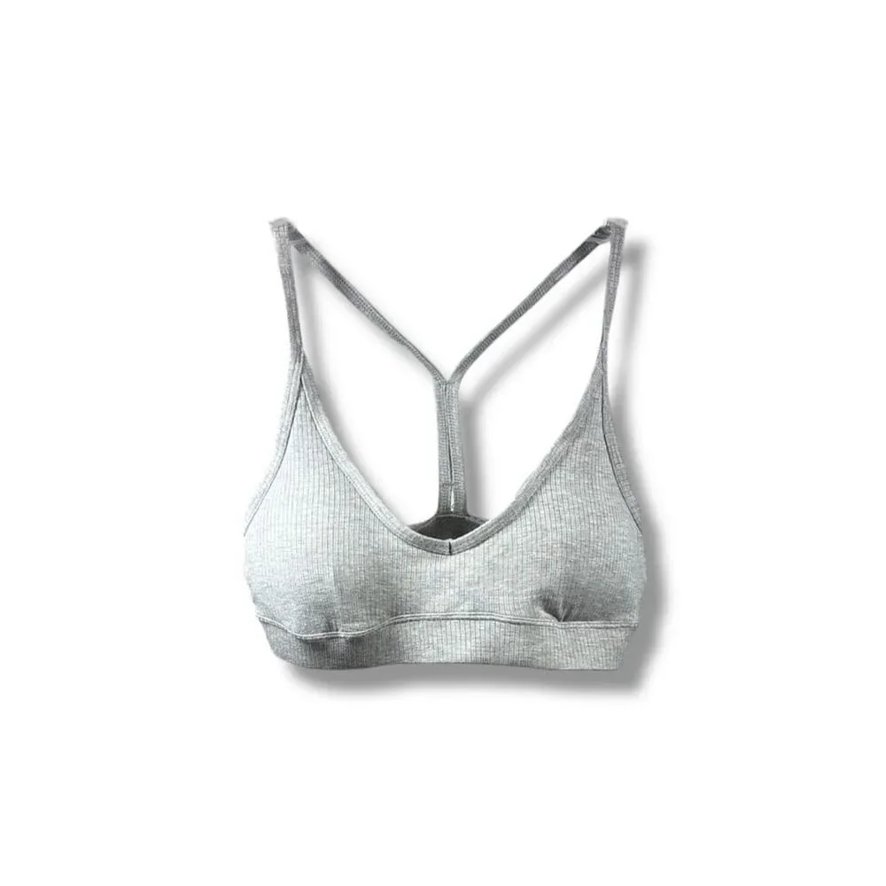 ALO Yoga NWT Ribbed Blissful Bra in Dove Grey Heather Size XS